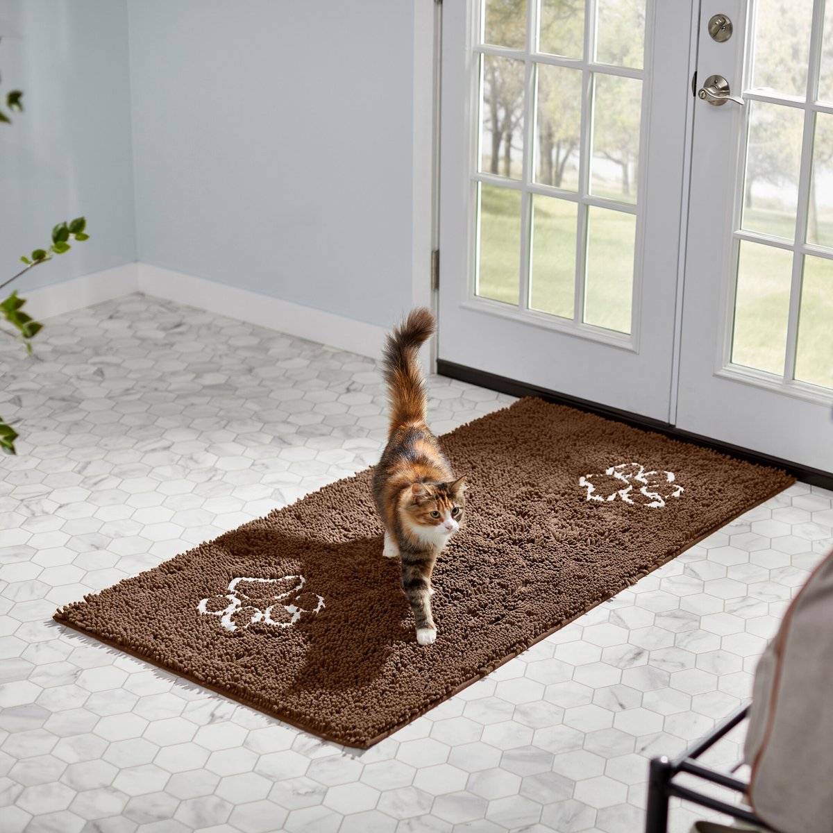 Frisco Microfiber Chenille Paw Print Doormat Runner