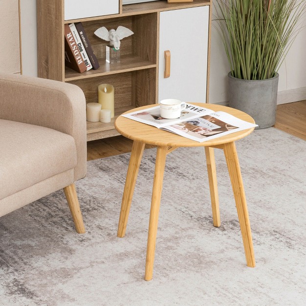 Costway Natural Round End Table Modern Stylish Side Table W 20 x27 x27 Round Tabletop