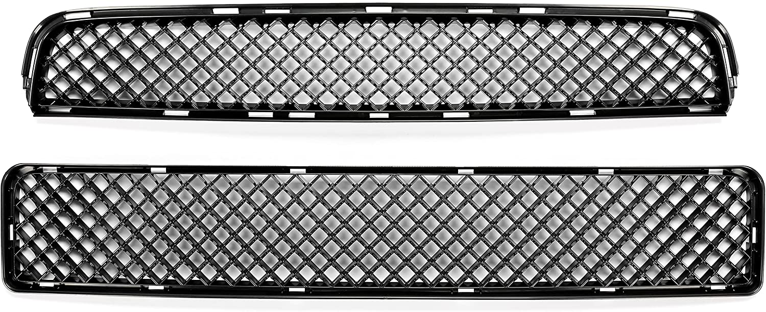 KOJEM Front Bumper Honeycomb Upper and Lower Mesh Grille for 05 06 07 08 09 10 Scion tC ABS Black Grill