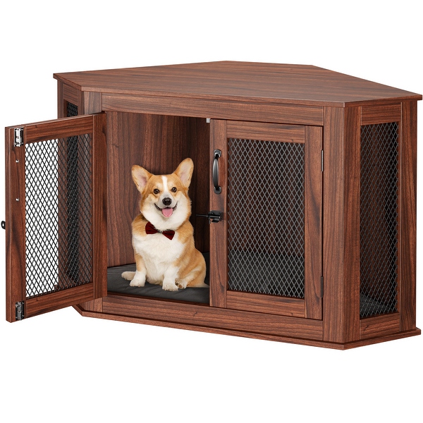 Corner Dog Crate Dog Kennel with Cushion Indoor Dog Crate Cage