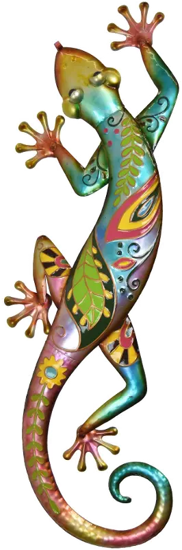 Eclectic Gardens Multicolored Metal Gecko Wall Decor