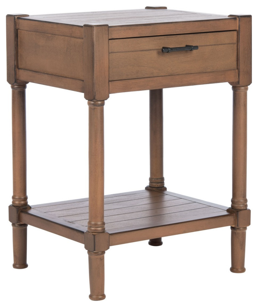 Danson One Drawer Accent Table Brown   Traditional   Side Tables And End Tables   by AED Luxury Home Decor  Houzz