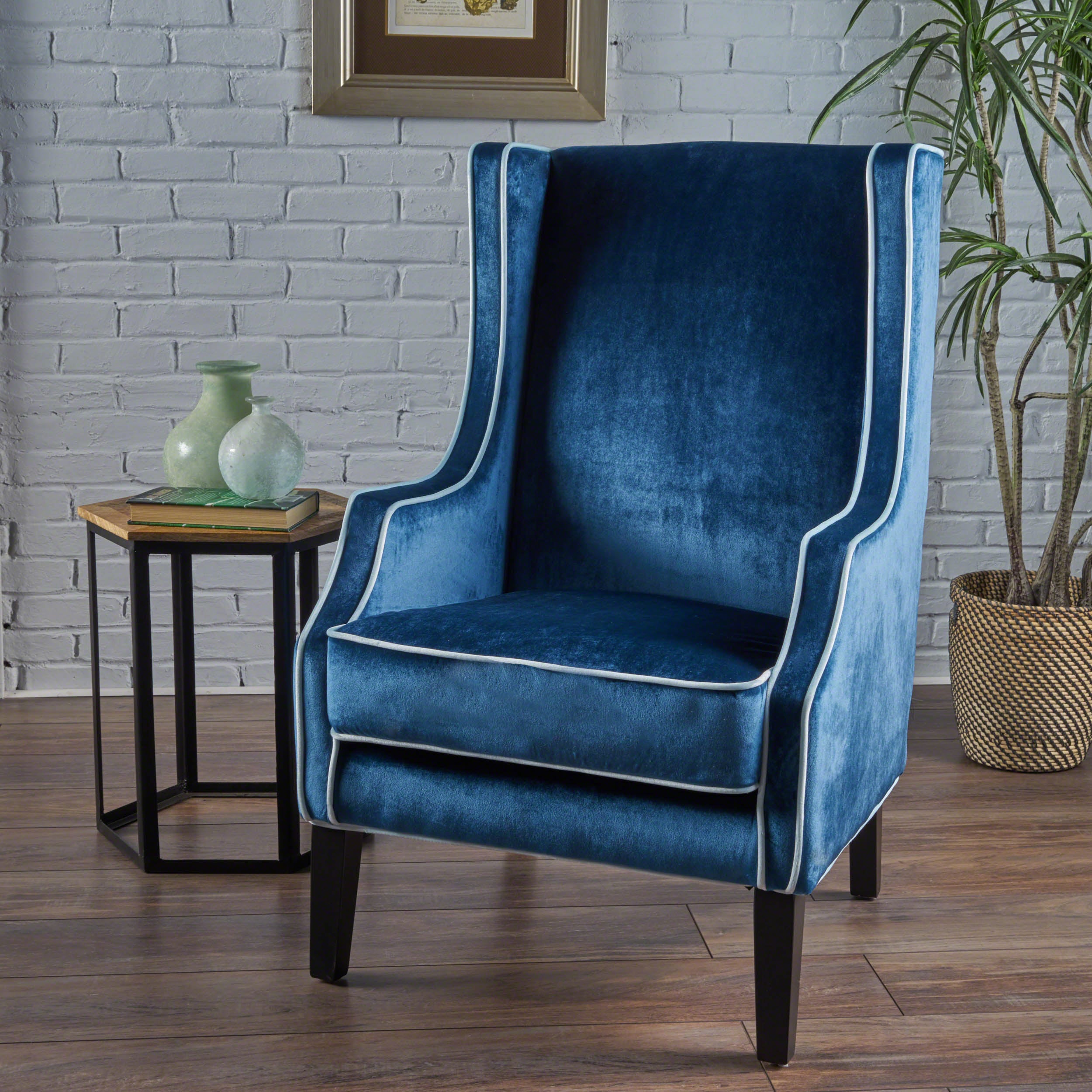 Edell Velvet Wingback Accent Chair