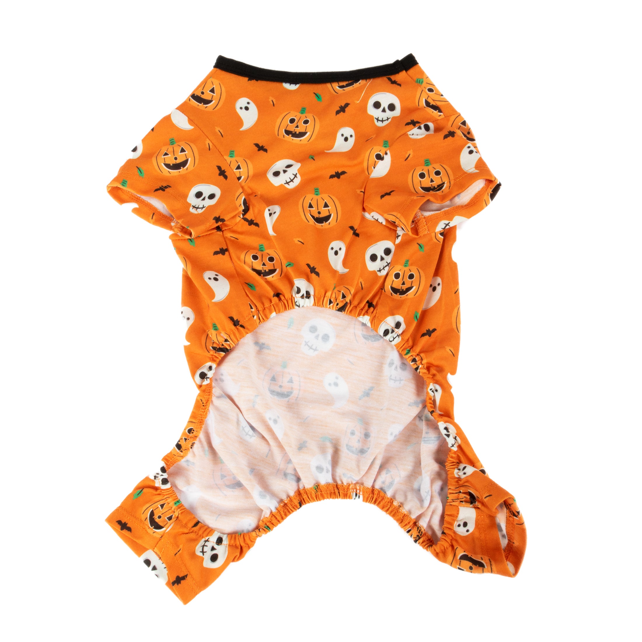 Vibrant Life Halloween Dog Clothes， Orange Pumpkin Ghost Pajama， for Dogs or Cats， Size Small