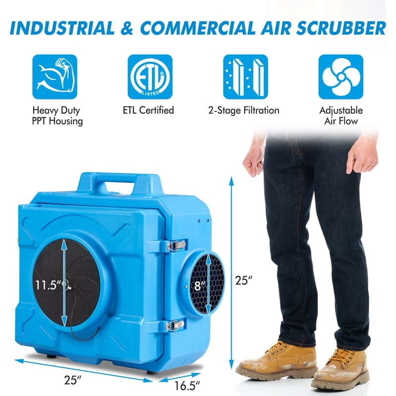 HEPA Air Scrubber for Industrial Commercial, Heavy Duty Air Cleaner Negative Air Machine ETL Certified Air Purifier