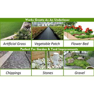 Agfabric 5 ft. x 12 ft. 3oz. Weed Barrier Fabric Heavy-Duty Landscape Fabric with 20 U-Shaped Securing Pegs GP300512