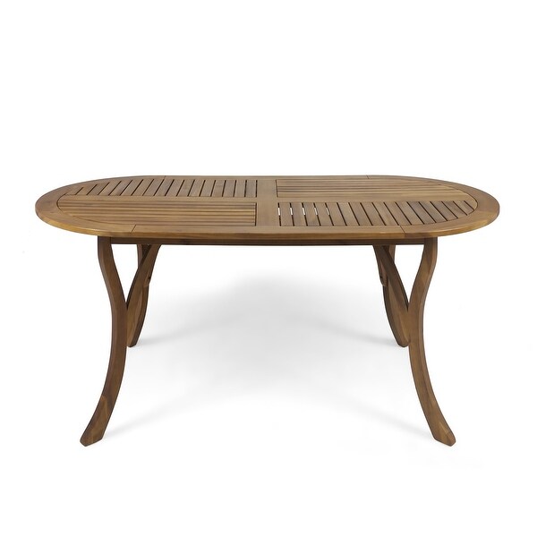 Oval Teak Veneer Dining Table