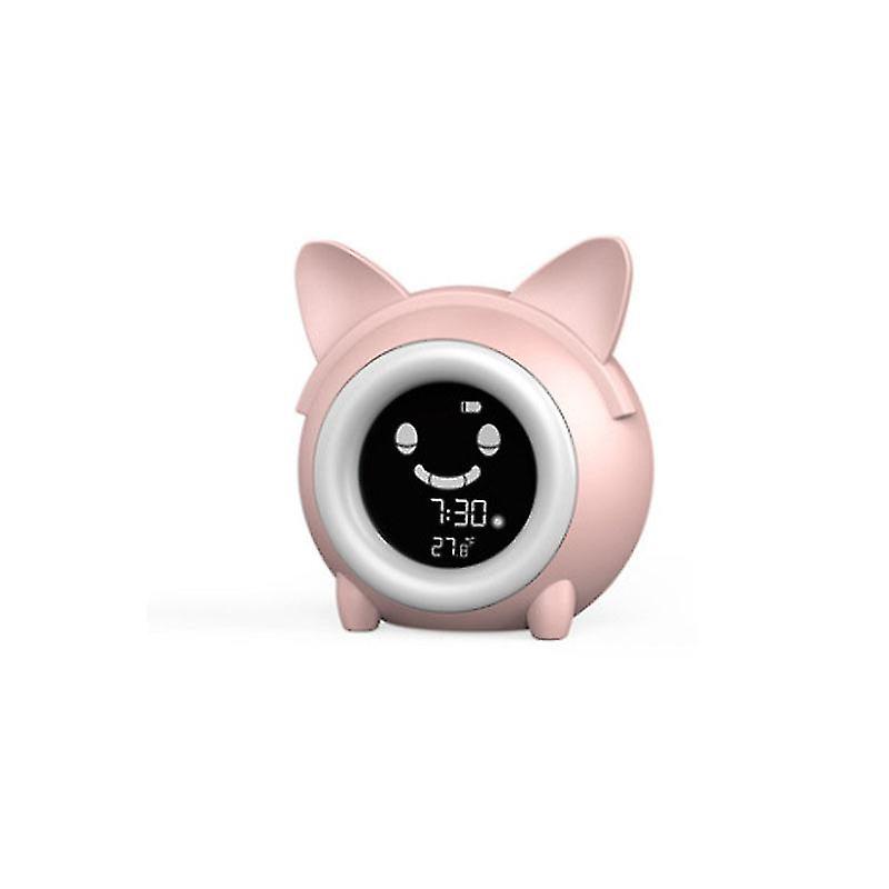 Cartoon Cat Alarm Clock For Kids With Snooze Function Indoor Temperature Detect Smart Light Adjustment