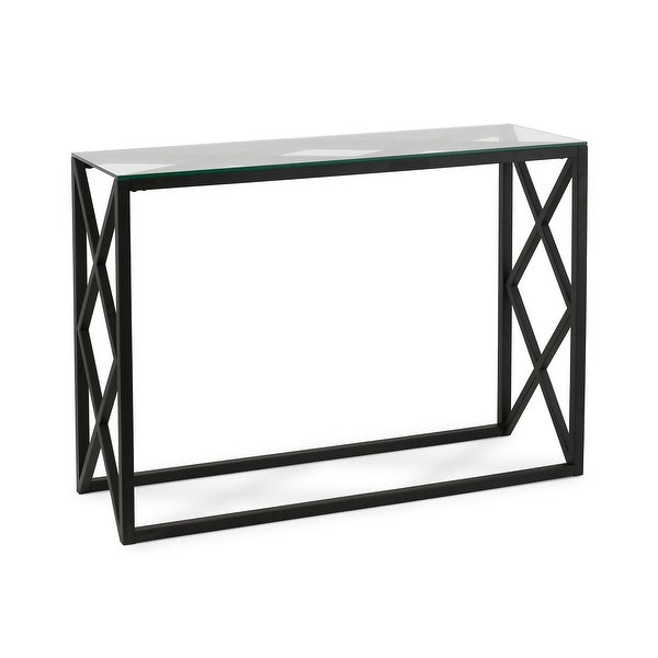 Silver Orchid Stifter Geometric X-base Metal/Glass Console Table