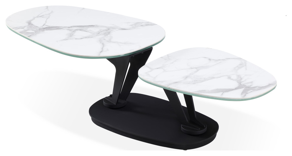 Motion Coffee Table With Ceramic Top and Black Metal Base   Transitional   Coffee Tables   by CII  Houzz