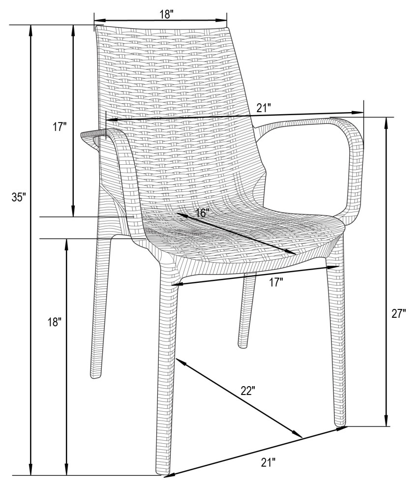 Kent Modern Stackable Outdoor Dining Arm Chair Set of 2   Tropical   Outdoor Dining Chairs   by LeisureMod  Houzz