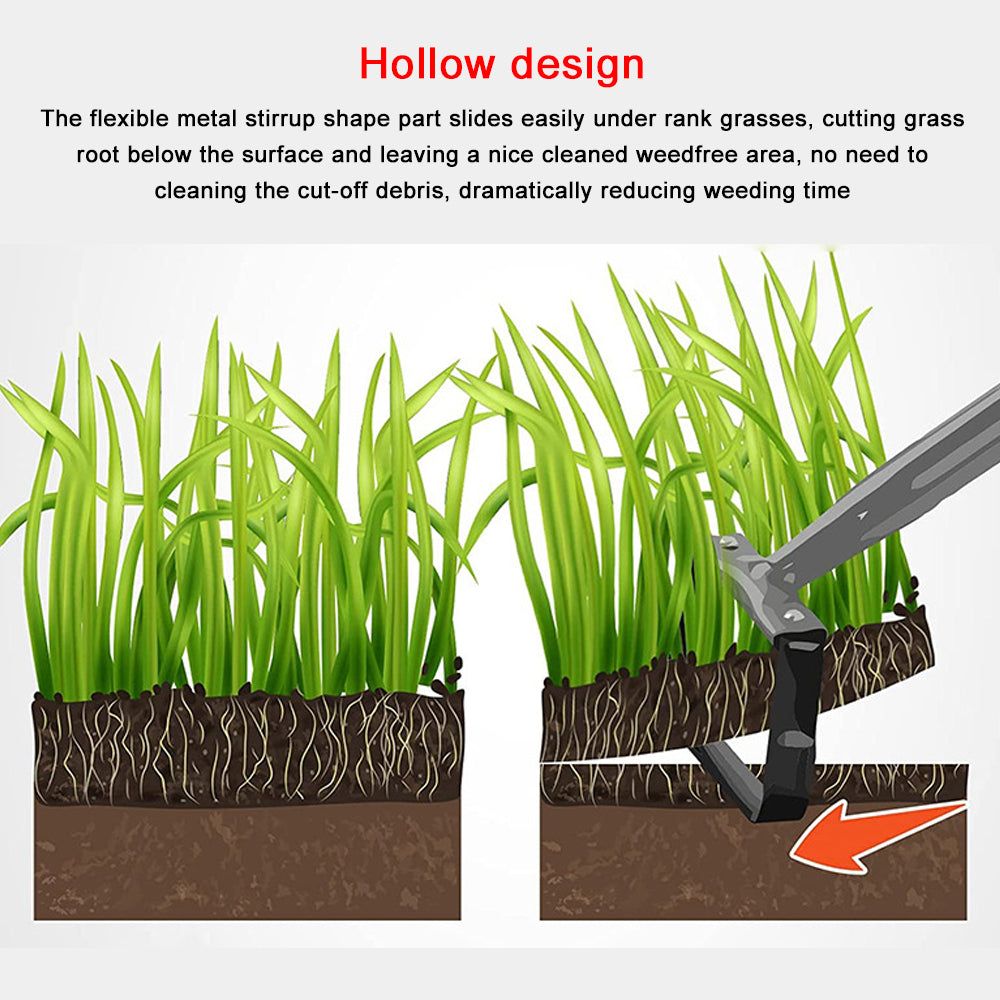 KKmoon Handheld Stainless Steel Weeding Stirrup Hoe Soil Loose Rank Grass Trimming Rake Farm Garden Agriculture Tools