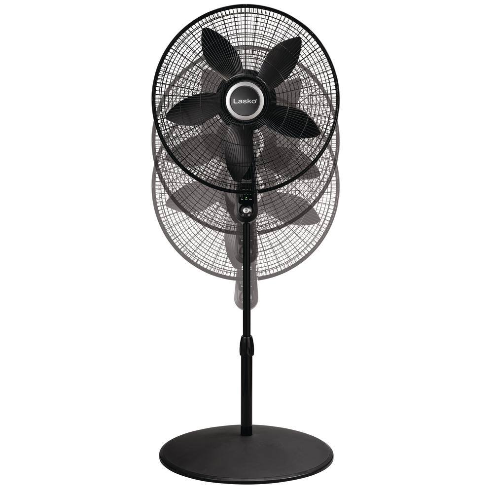 Lasko 20 in. 4 Speeds Pedestal Fan in Black with 90 Degrees Tilt Adjustment Adjustable Height Oscillating RemoteTimer S20625