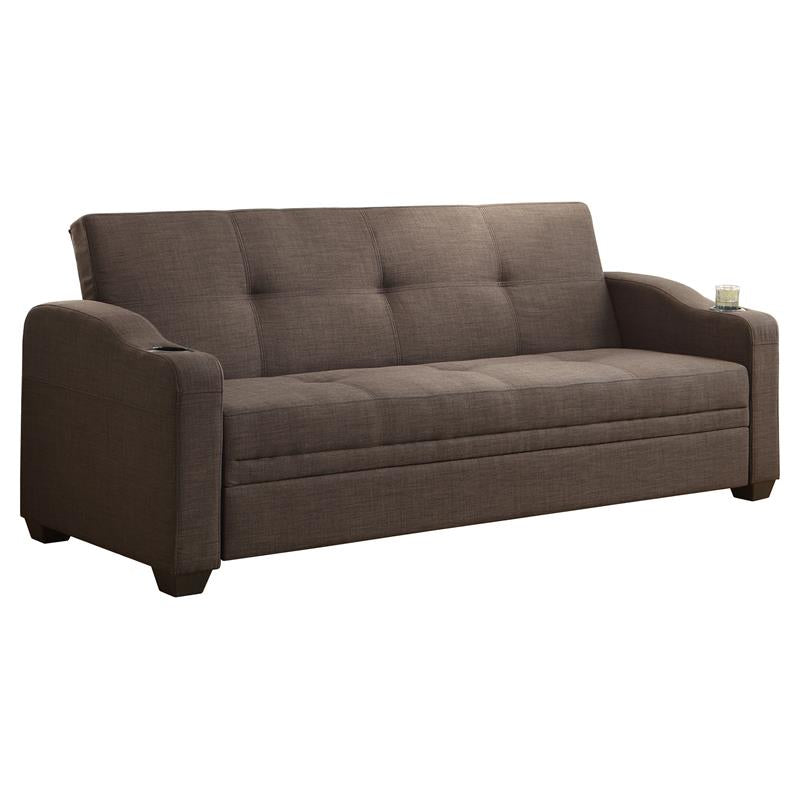 Lexicon Caffery Contemporary Textured Fabric Click-Clack Sleeper Sofa in Brown