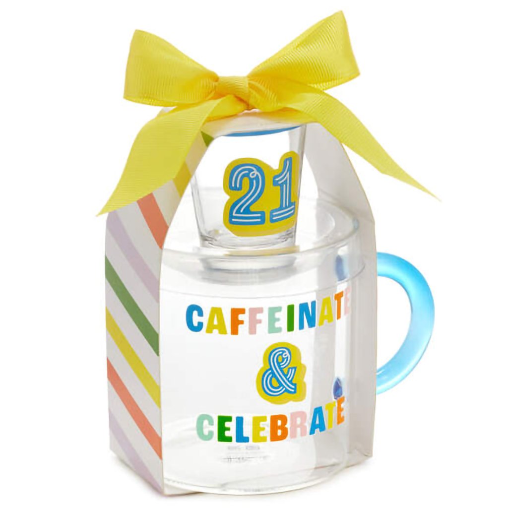 Hallmark  Glass 21st Birthday Mug and Shot Glass Bundle