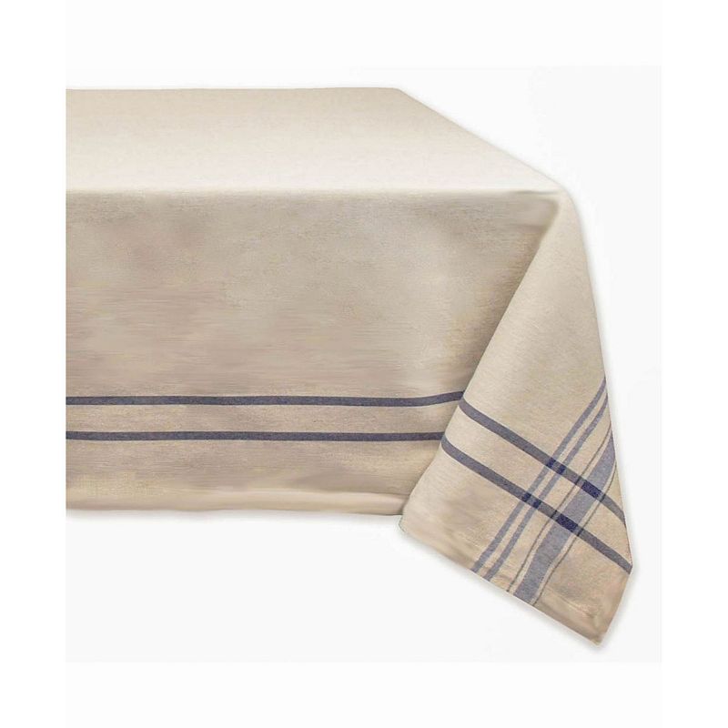 60 x 120 Ivory and Blue French Striped Rectangular Table Cloth