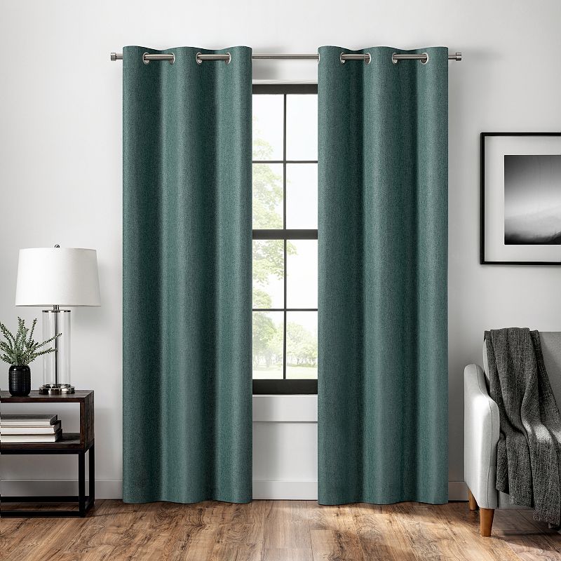 eclipse Magnitech Welwick Herringbone 100% Blackout Grommet Magnetic Closure Window Curtain Panel