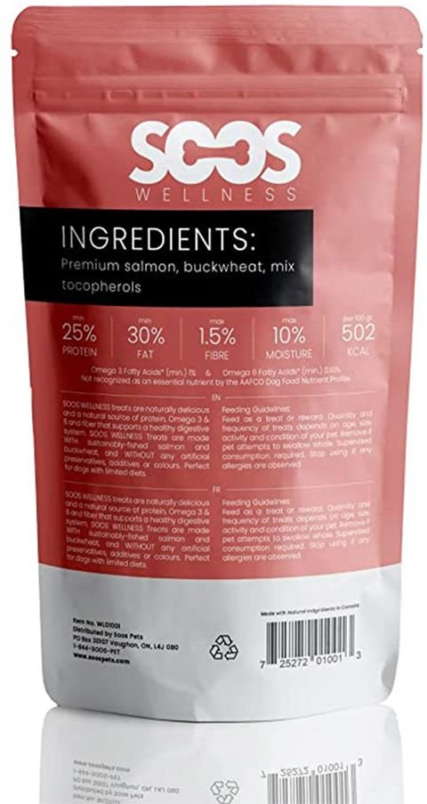 Soos Wellness Salmon Jerky Dog Treats， 4-oz bag