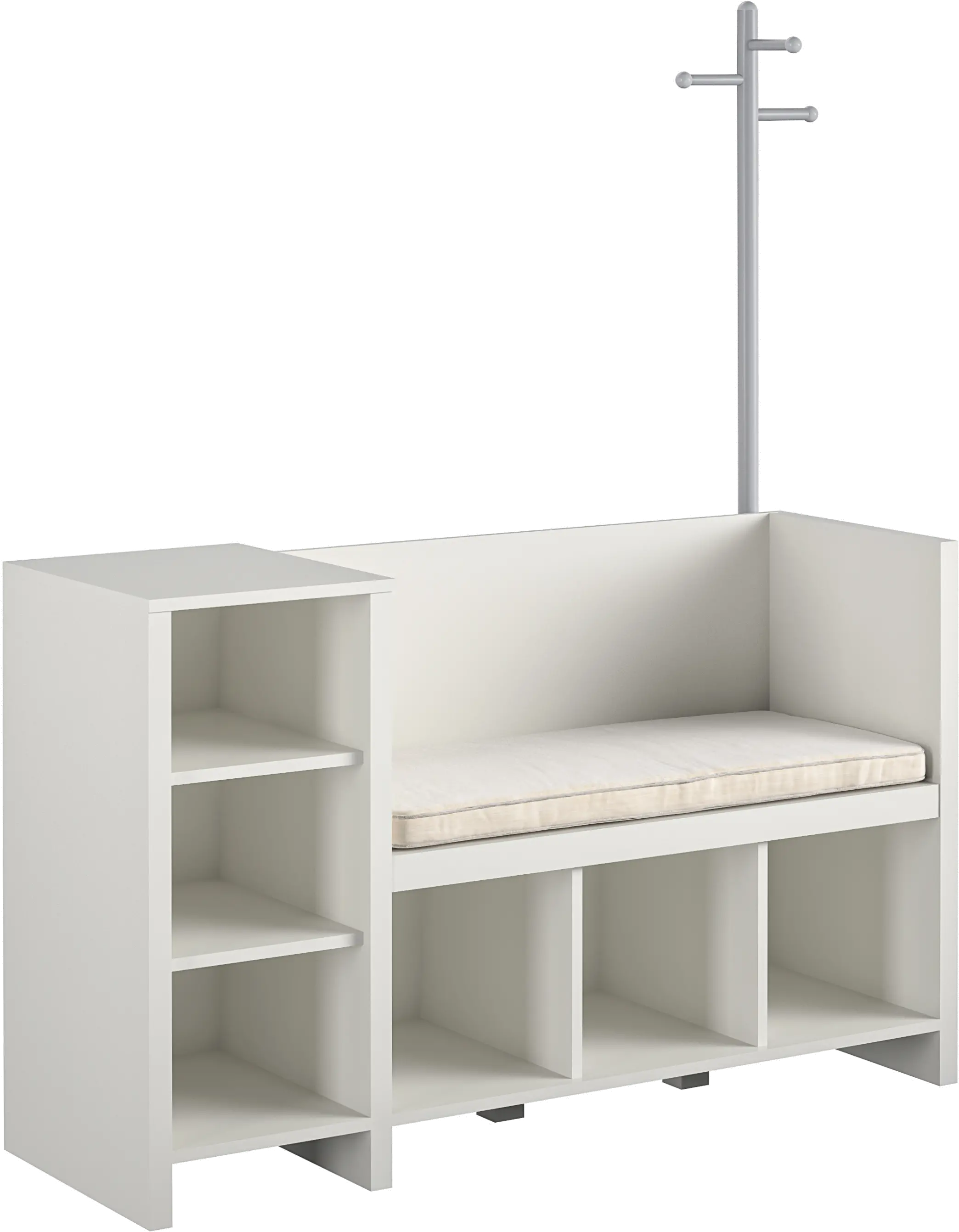 Tyler Kids White Storage Bench and Coat Rack