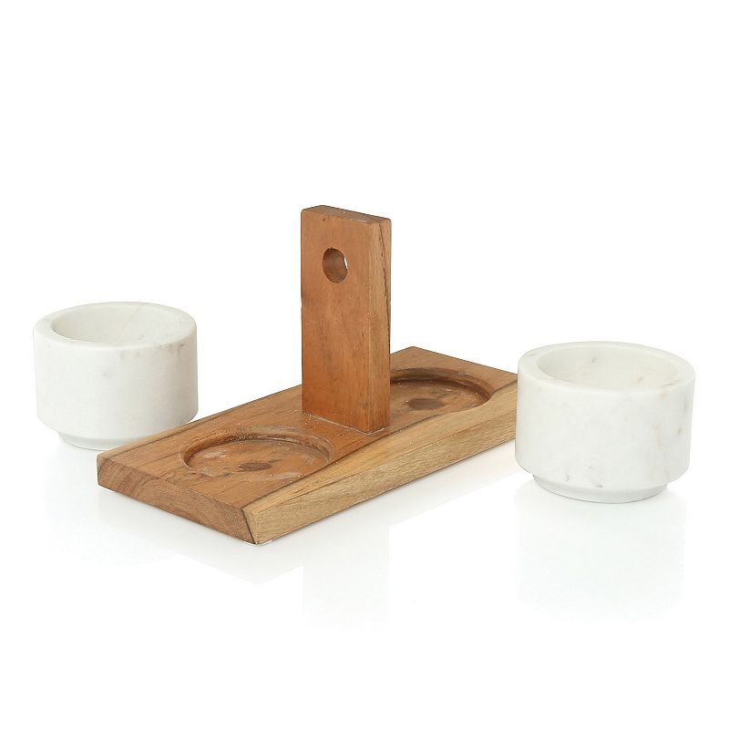 Thirstystone Global Trek Marble and Mango Wood Condiment Set