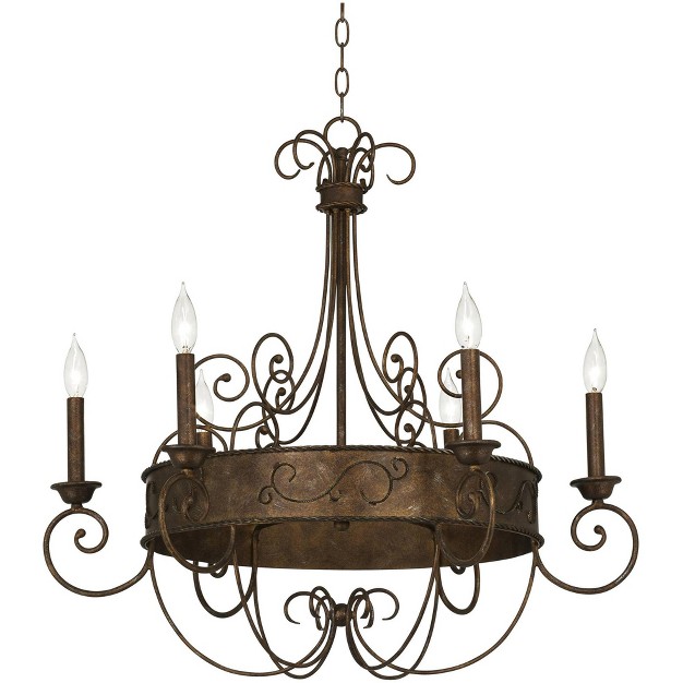 Wide Rustic Farmhouse Candle Sleeves 6 light Fixture For Dining Room House Kitchen Island Entryway