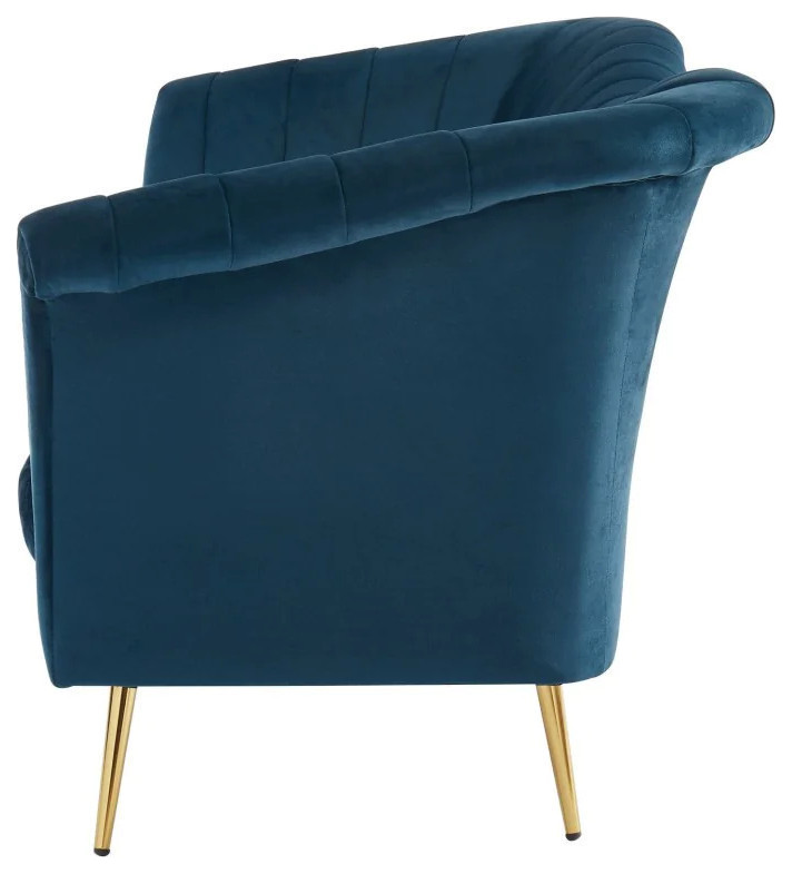 Angie Modern Blue Fabric Sofa   Midcentury   Sofas   by Rustic Home Furniture Deco  Houzz