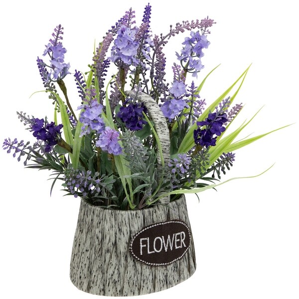 Lavender Bouquet in Flower Spring Basket with Handle