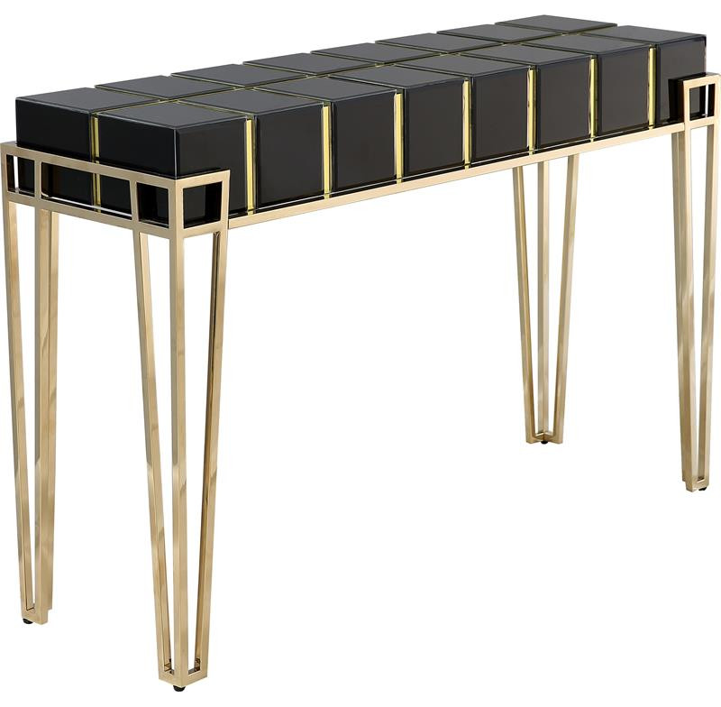 Camden Isle Tuxedo Black Mirrored Console Table   Contemporary   Console Tables   by Homesquare  Houzz