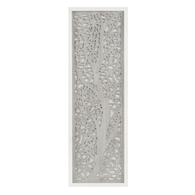 Laurel Branches Carved Wood Wall Decor Panel Gray Madison Park