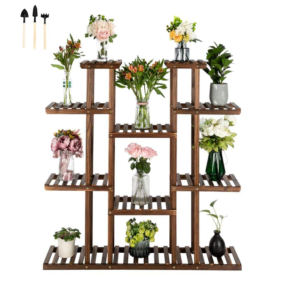 Karl home 49.21 in. Tall IndoorOutdoor Pine Wood Plant Stand (6-Story) 772695161358