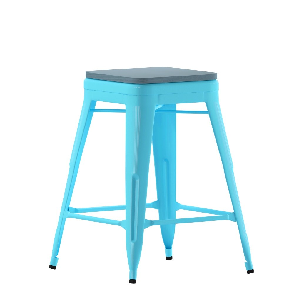 Weather Backless Commercial Bar Stool with Poly Resin Seat