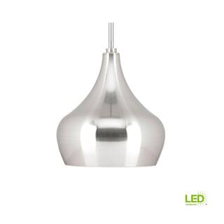 Progress Lighting 1-Light Brushed Nickel LED Pendant with Metal Shade P5187-0930K9