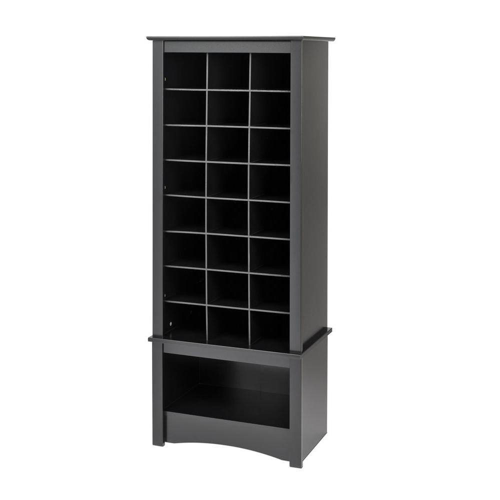 Prepac 61.25 in. H x 24.75 in. W x 15.75 in. D Black Wood 24-Cube Organizer BUSR-0008-1