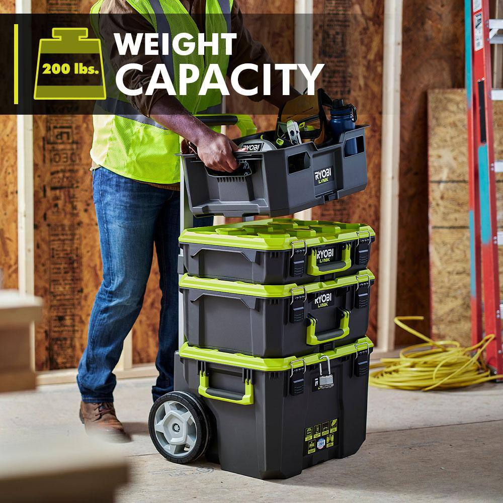 RYOBI LINK Rolling Tool Box with Medium Tool Box Standard Tool Box and Tool Crate STM201-STM102-STM101-STM104