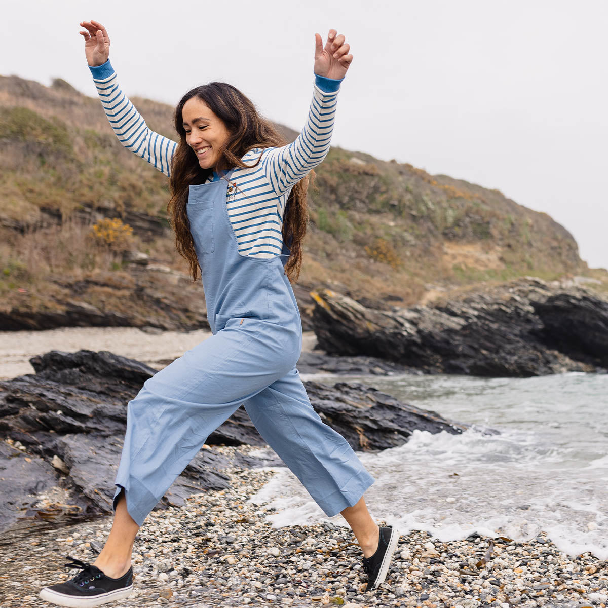 Carefree Hemp Dungarees - Blue Shadow