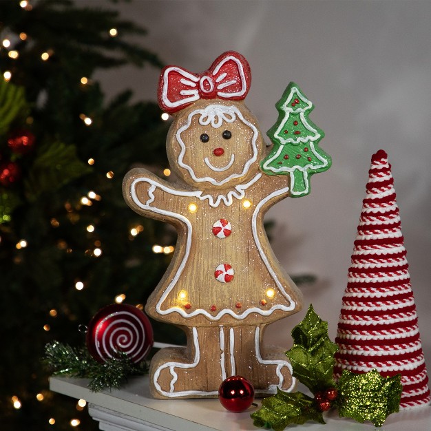 Led Lighted Gingerbread Girl Christmas Figurine