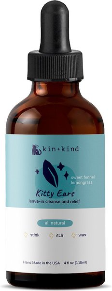 kin+kind Kitty Ears Sweet Fennel Lemongrass Ear Cleaner， 4-oz bottle