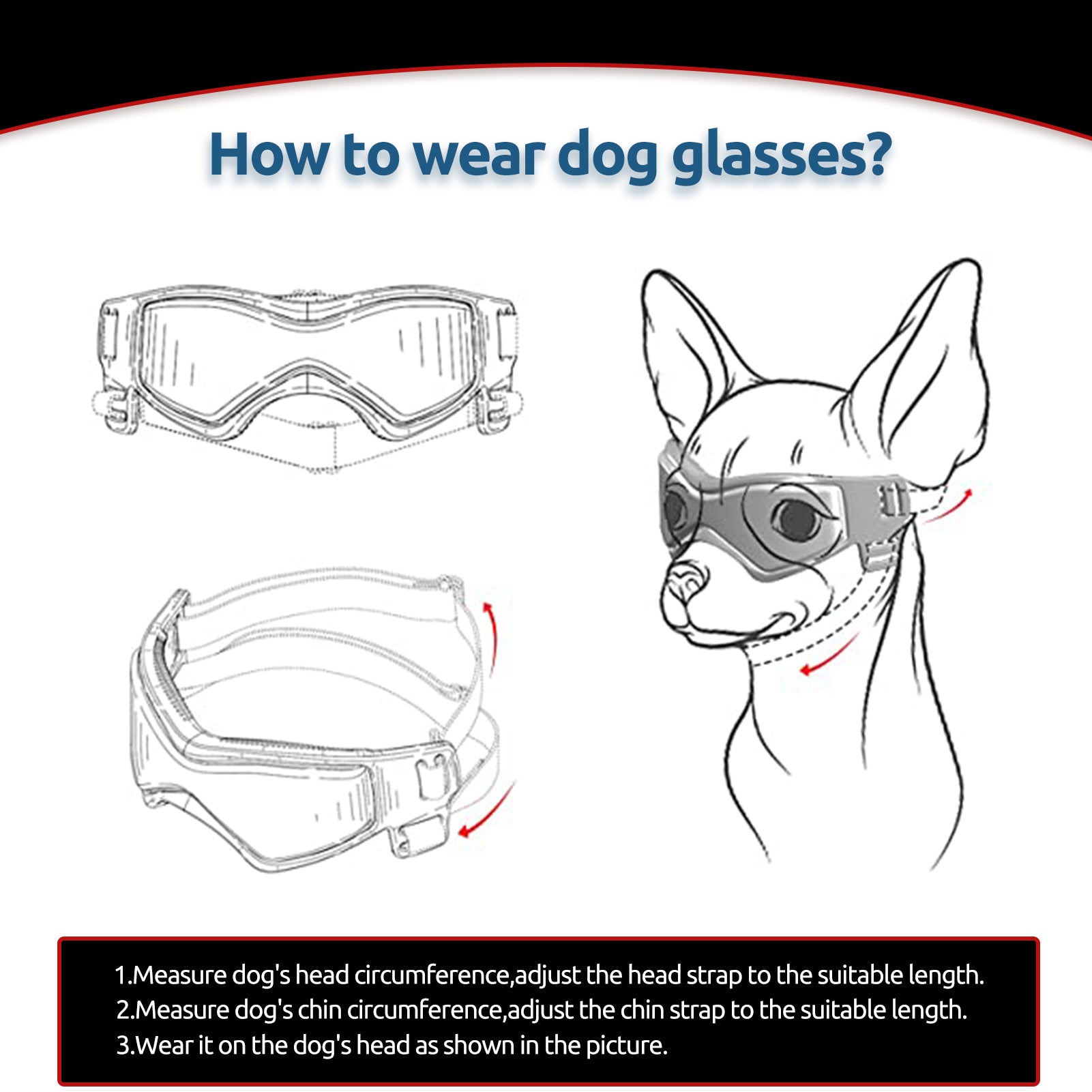 ASENKU Dog Sunglasses ，Summer Goggles With Adjustable Straps，UV Wind Dust Fog Protection，For Medium Or Large Dogs