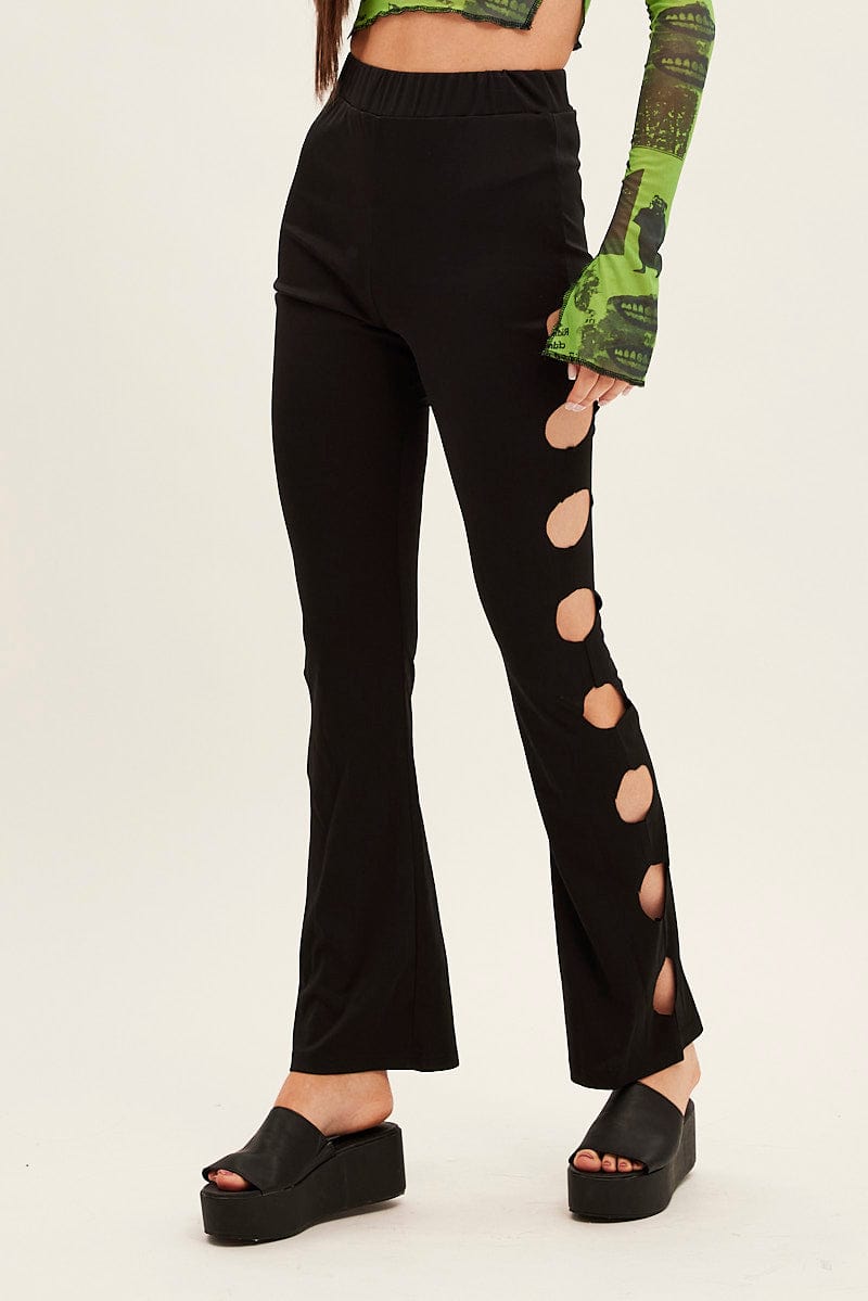 Black Pant Mid Rise Flare