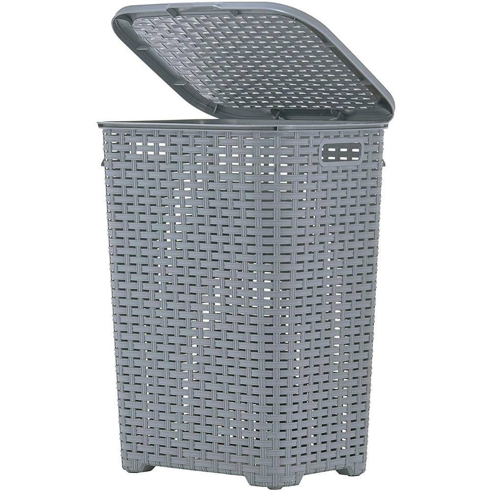 SUPERIO Gray Wicker Hamper with Lid 350