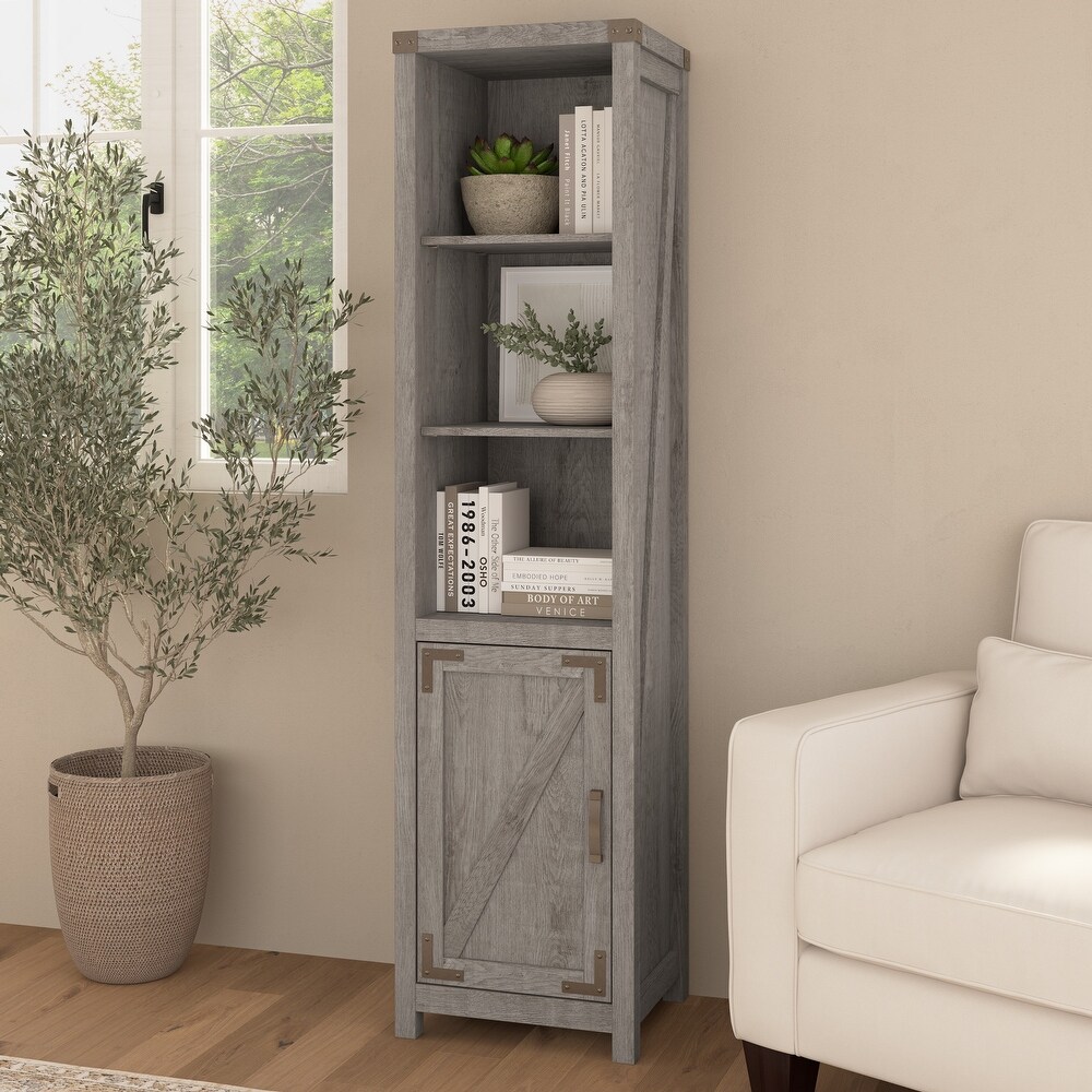 Knoxville Tall Narrow 5 Shelf Bookcase with Door by Bush Furniture