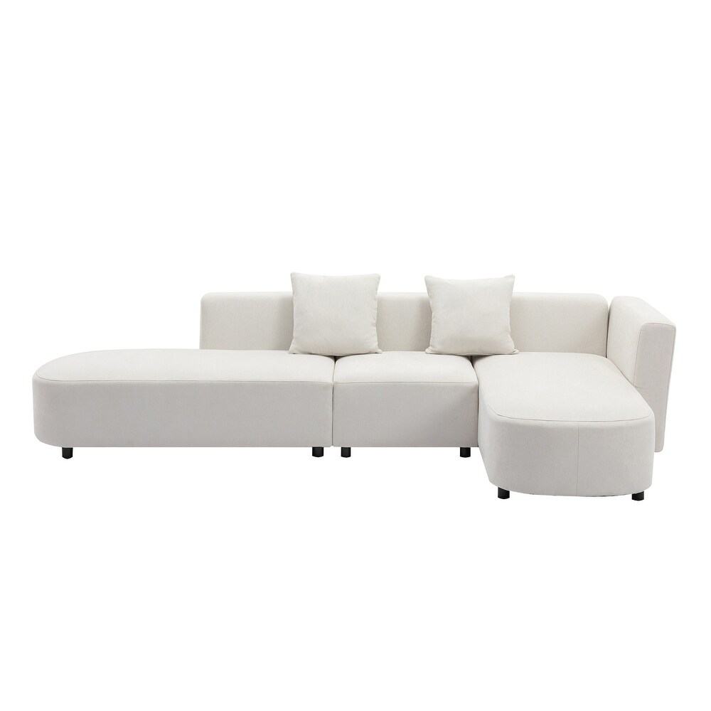 110 inch Luxury Chenille Upholstered Sectional Sofa with Plastic Legs  Wooden Home Living Room Leisure Circular Sectional Couch