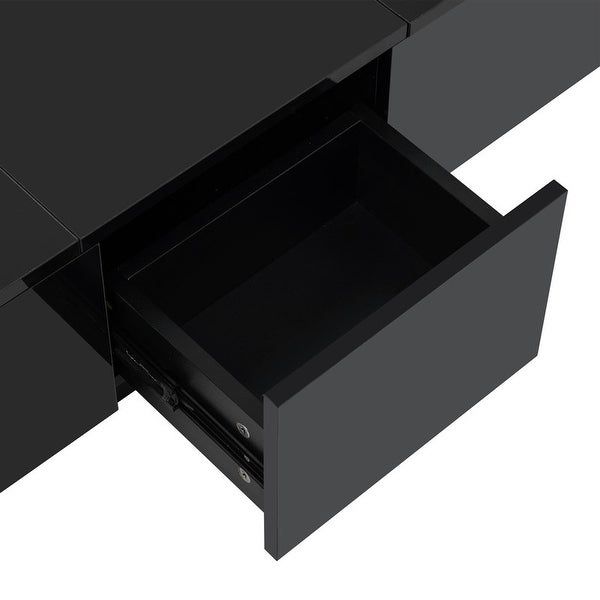 Extendable Coffee Table with 2 Large Hidden Storage Compartment and 2 Drawers， Cocktail Table Center Table with Sliding Top