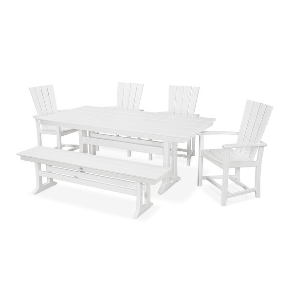 POLYWOOD Quattro 6Piece Farmhouse Dining Set with Bench