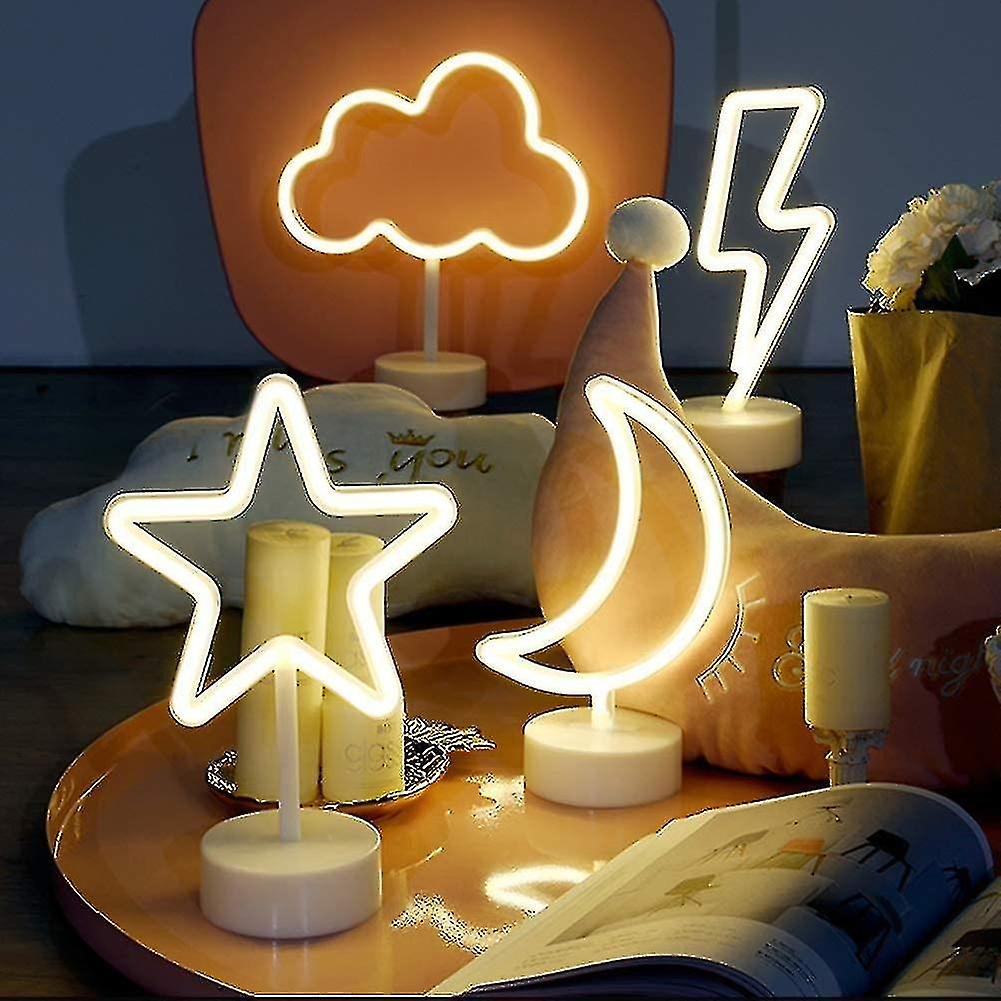 Led Star Neon Light Signs - Warm White Luminous Signs Room Decor Lamp Light Star Sign Shaped Decor L