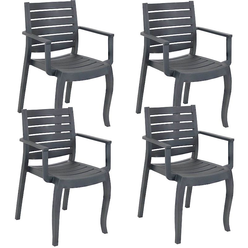 Sunnydaze Illias Set Of 4 Plastic Stackable Patio Armchair