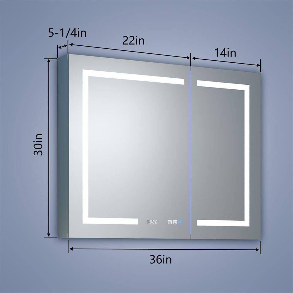 ExBrite 36 in. W x 30 in. H Large Rectangular Silver Aluminum RecessedSurface Mount Medicine Cabinet with Mirror HIMC0001