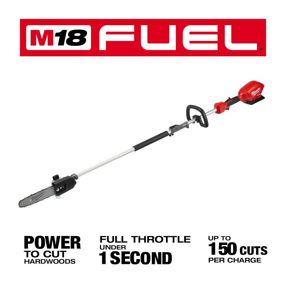 MW M18 FUEL 10 in. 18V Lithium-Ion Brushless Electric Cordless Pole Saw with String Trimmer Hedge Trimmer Edger Attachments 2825-20PS-49-16-2717-49-16-2718-49-16-27