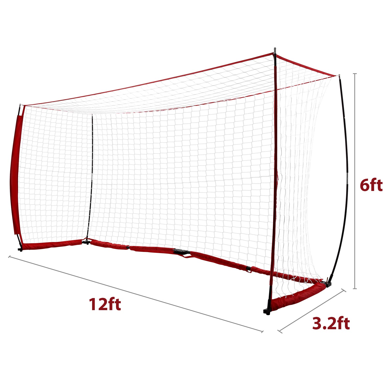 Soccer Net， Portable Soccer Goal 12 x 6 Feet， Sturdy and Durable， with Carry Bag， Ideal for Children and Adults