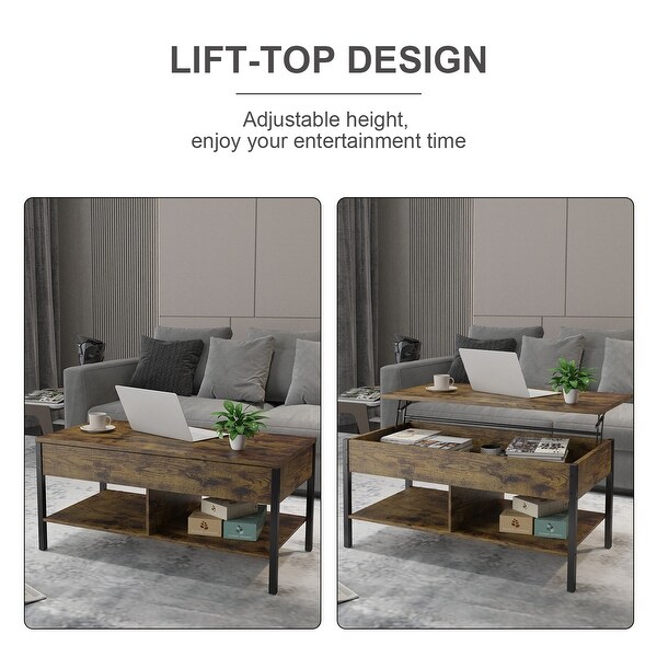 Living Room Lift Top Coffee Table with Hidden Storage - 2 Colors